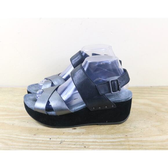 Dansko Sandals Womens 8 Stasia 2 Tone Gray Black Platform 39 Slingback Shoes - Picture 1 of 8
